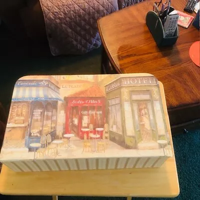 Vintage Cardboard Bistro Paris Theme Handled Suitcase Storage Box • $14.99