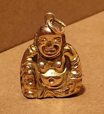 Solid 14k Yellow Gold Vintage Buddha Bead Pendant Charm 21mm 1g Unique • $95