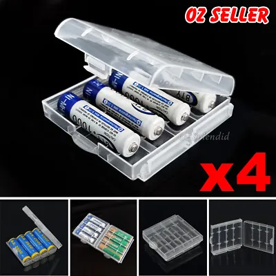 4x Clear Plastic AA AAA Battery Box Storage Case Cover Batteries Holder • $6.45