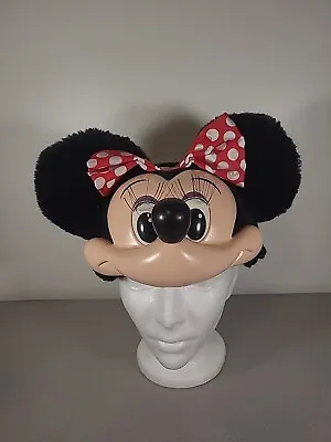 Vintage 1994 Walt Disney World Mini Mouse Hat Cap Plush Ears Plastic Face U.S.A. • $17.48