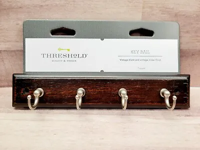 Brand New Threshold 4 Key Hook Key Rail 8 3/4  Vintage Black And Nickel Finish • $9.79