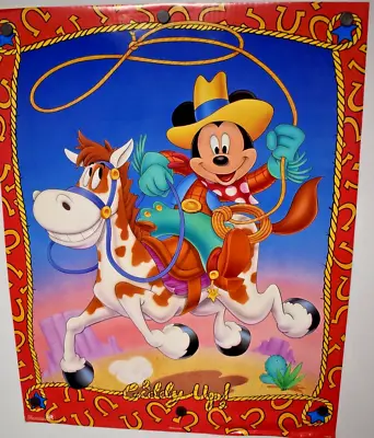 Vintage Disney Mickey Giddy Up 1980's Poster 22 X 28 ~ Rare #28-094 • $22.56