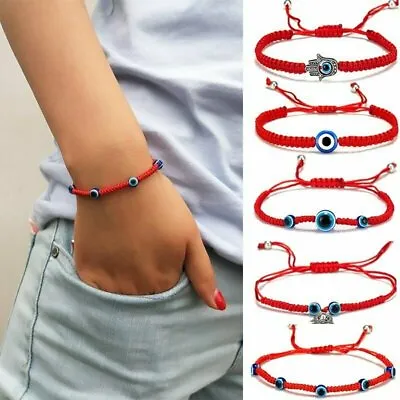 £5.65 • Buy Evil Eyes Bracelet Charm Beads Red Rope String Braided Lucky Bangle Women Gift