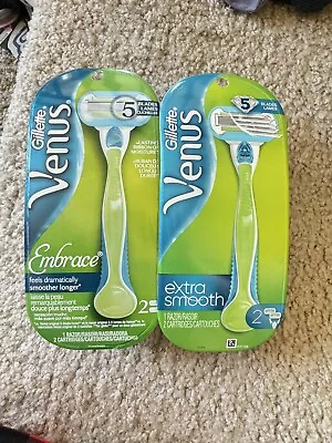 Gillette Venus Embrace Extra Smooth Razor (2 Packs) 5 Blades 4 Cartridges Total • $16