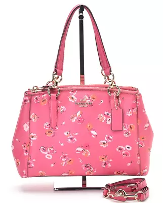 Authentic COACH Christie Carryall In Small Wildflower Print Tote Leather Pink • $118