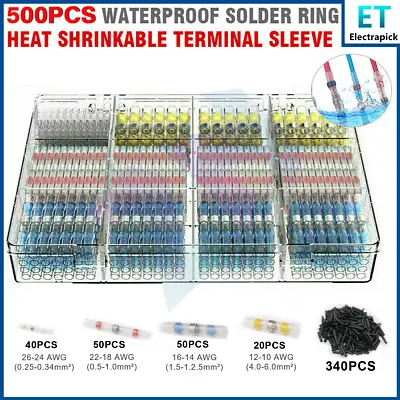 500PCS Waterproof Heat Shrink Butt Terminals Solder Seal Sleeve Wire Connectors • $8.99