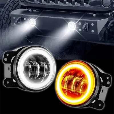 $35.99 • Buy 4  Inch Round LED Halo Fog Lights Angel Eyes DRL Lamp For Jeep Wrangler JK LJ JT