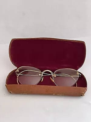 Vintage 12KT Gold Filled Wire Rim Glasses 1920’s -1930’s Ossining NY • $12.99