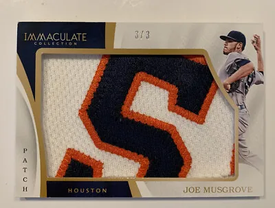 $89.99 • Buy 2017 Panini Immaculate JOE MUSGROVE LETTER 3 Color SICK PATCH /3 ASTROS SSP RC