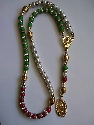 Our Lady Of Guadalupe Rosary Beads Mexican Necklace Glass Beads • $39