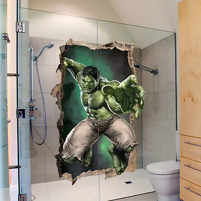 3D Effect Hulk Superhero Avenger Wall Sticker Kids Boys Room Cartoon Decals • £8.28
