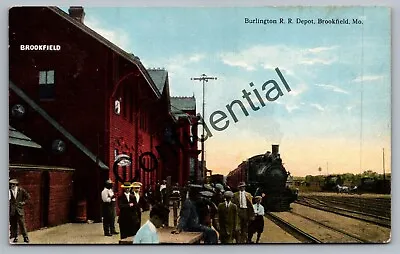 Old Burlington RR Depot Station & Locomotive At Brookfield MO Missouri J407 • $14.99