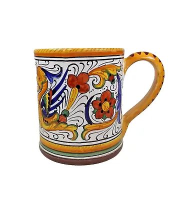 Ceramiche Labor Deruta Mug Large 16 Oz. Hand Painted Raffaellesco Dragon Pattern • $44.95