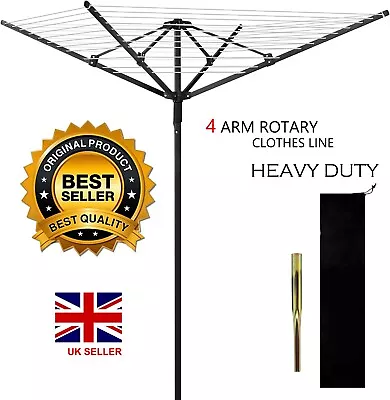 Rotary Washing Line Clothes Airer Dryer Laundry  4 Arm Folding  Heavy Duty 45m • £44.99