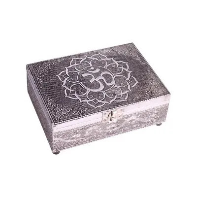 Tarot Card Box Om Symbol Metal Embossed Wooden Handmade Jewelery Crystal Box • £13.95