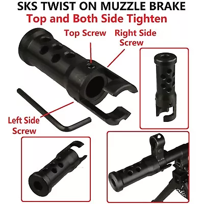 Exact Fit 7.62x39mm SKS Muzzle Brake Solid Steel Reduces Recoil And Muzzle Climb • $29.65