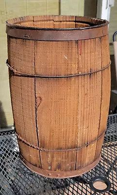 Vintage Wooden Nail Keg ~ Rustic Barrel ~ Primitive Farm Decor 17  Tall ~ NICE! • $50