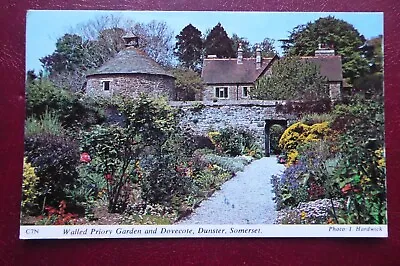 VINTAGE POSTCARD  SOMERSET   DUNSTER   Walled Priory Garden  And  Dovecote • £1.75