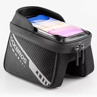 ROCKBROS Cycling Front Bag Bike Top Tube Bag Double Zipper Storage Bicycle Bag • $17.25