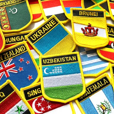 200+ Country Flags Patch Iron On Sew On EMBROIDERED PATCH Arm Badge Palestine • $2.98