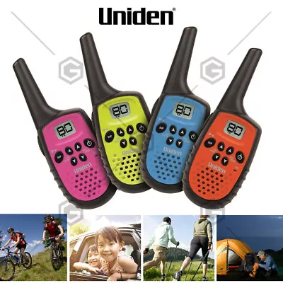 Uniden UH35-4 UHF Quad Colour Pack 4 Handheld 80Ch Radio Walkie Talkies +4 Belts • $97.89