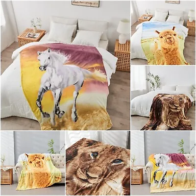 New 3D Animal Design Faux Fur Throws Super Soft Cosy Sofa Bed Settee Blankets GC • £10.90