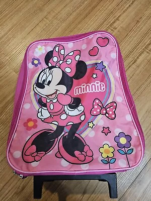 Disney Minnie Mouse Rolling Suitcase Travel Pink Zipper Nylon Kids • $20.46