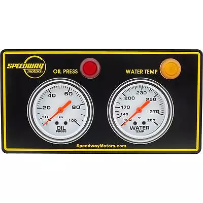 Speedway 2-Gauge Panel W/ Warning Lights Oil Press/Water Temp • $144.99