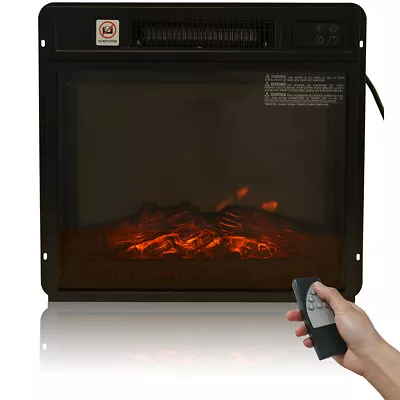 18 Inch Recessed Freestanding Fireplace Heater With Remote Control 1500W Black • $96.99