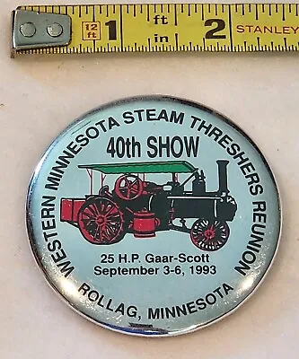 WMSTR Rollag Minnesota MN 1993 BUTTON Pinback Pin GAAR SCOTT Steam Engines 2.25  • $8.95
