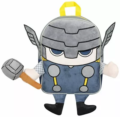 Thor Marvel Avengers 3D Plush Backpack Childrens School Bag Rucksack Superhero • £8.89