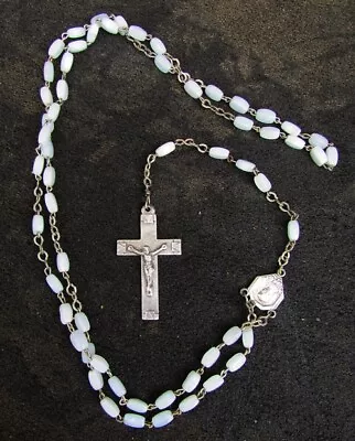 Vintage Child Rosary White Glass Beads Made France 17  Light Weight • $14.50