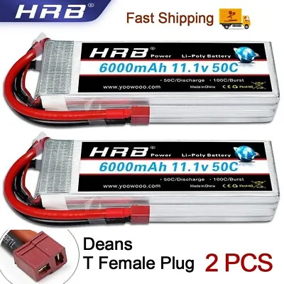 2x 3S 6000mAh 11.1V Deans T 50C LiPo Battery For RC Helicopter Drone Boat Truck • £69.99