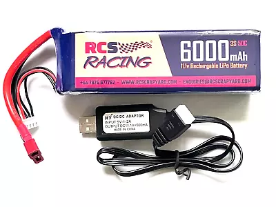 £45.99 • Buy 11.1V 3S Lipo Battery 6000mAh 50C Rechargeable Lipo + USB 3S Charger