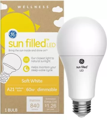 GE 60-Watt Sun Filled LED Light Bulb - A21 - 840 Lumens - NEW • $12.90