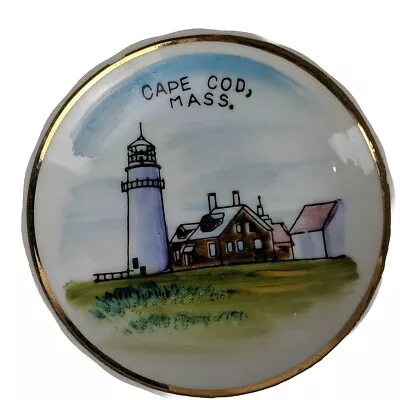 Cape Cod Mass Trinket Plate Ring Dish Lighthouse  Landscape Scene Gold Rimmed  • $9.99