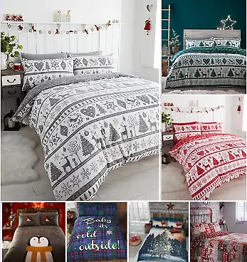 £19.77 • Buy Christmas Duvet Cover Sets Bedding Bed Set Festive Winter Xmas Bed Linen