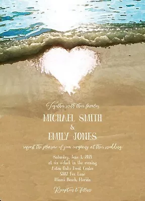 £71.36 • Buy Beach Heart Destination Wedding Invitations 50