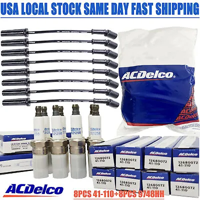 Genuine 8X 41-110 Spark Plug 9748UU Wire Set Fit Chevrolet GMC 4.8L 5.3L 6.0L V8 • $45.55