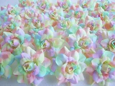 24 Silk Rainbow Pastel Tones Roses Flower Head - 1.75  - Artificial Flowers H... • $22.76