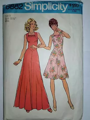 Dress Flared Maxi Knee 8 Sewing Pattern 6882 Simplicity Cut Sleeveless Evening • $10.79