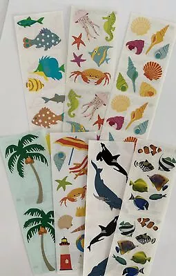 Mrs. Grossman's Huge Lot Of Ocean/Beach Related Stickers 7 Full Sticker Strips • $12