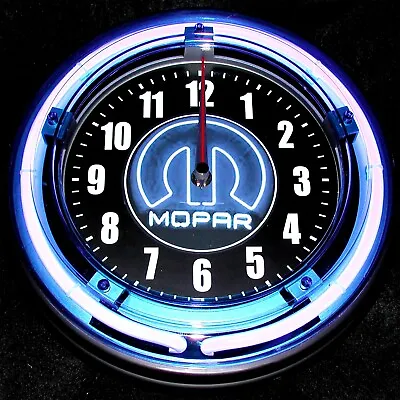 MOPAR NEON LOGO - 11  Blue Neon Wall Clock  • $84.99