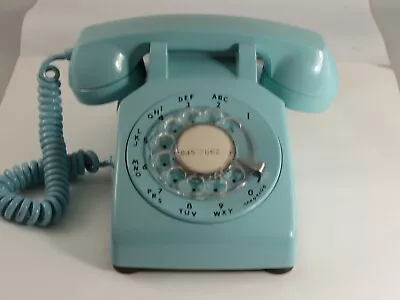 Vintage ITT Rotary Dial Desk Telephone Turquoise Blue • $149.97