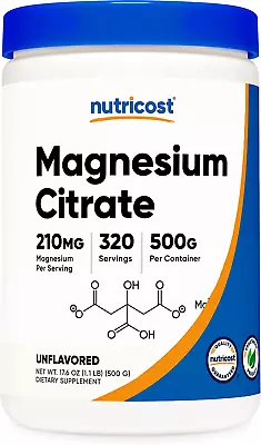 Nutricost Magnesium Citrate Powder (500 Grams) (Unflavored) - Non-GMO • $25