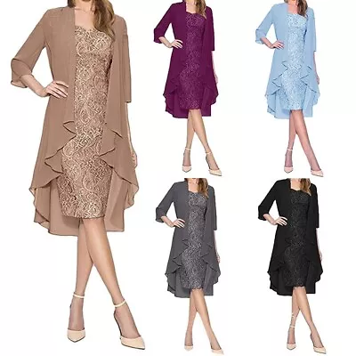 $41.87 • Buy Women's Fashion Two Pieces Charming Solid Color Mother Of The Bride Lace Dresses
