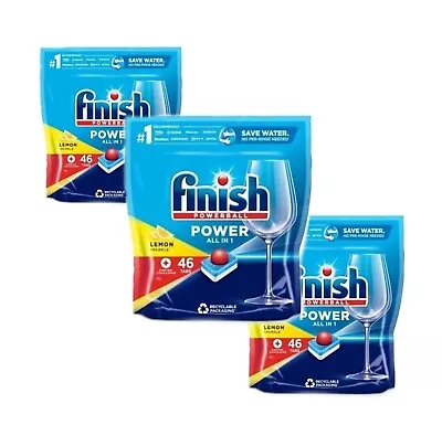 Finish Powerball All In 1 Lemon Sparkle 46 Tablet X3 Pack FREE POSTAGE • $69.99