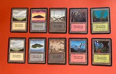 MTG Alpha Limited Set Of 10 Basic Lands Magic: The Gathering Moderately Played • $279.99