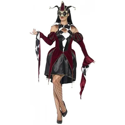Gothic Venetian Harlequin Costume Black Costume Mardi Gras Fancy Dress • $22.24