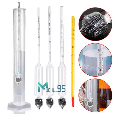 3x Triple Scale Alcohol Hydrometer And Test Jar For Home Brew Wine Beer Meter • $20.61